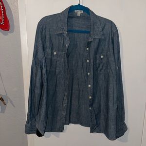 Jean long sleeve button up blouse